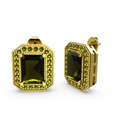 Peridot 925 ayar altın kaplama gümüş küpe