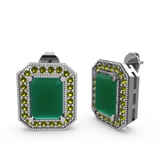 Esinti Dikdörtgen Küpe - Kök zümrüt ve peridot 925 ayar gümüş küpe #1vx2emp