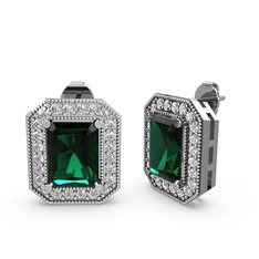 Yeşil kuvars ve swarovski 14 ayar beyaz altın küpe