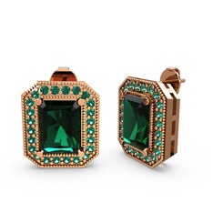 Esinti Dikdörtgen Küpe - Yeşil kuvars 18 ayar rose altın küpe #e2zfug