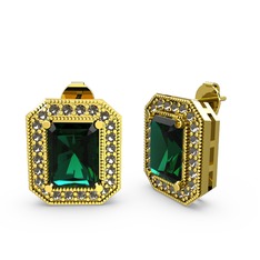 Yeşil kuvars ve dumanlı kuvars 925 ayar altın kaplama gümüş küpe