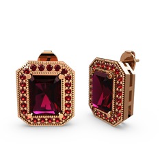 Rodolit garnet ve garnet 8 ayar rose altın küpe