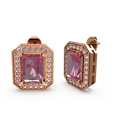 Esinti Dikdörtgen Küpe - Pembe kuvars 14 ayar rose altın küpe #jvht2o