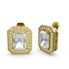 Esinti Dikdörtgen Küpe - Swarovski ve pırlanta 925 ayar altın kaplama gümüş küpe (0.506 karat) #sneb3h