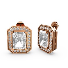 Esinti Dikdörtgen Küpe - Swarovski ve pırlanta 14 ayar rose altın küpe (0.506 karat) #tatuov