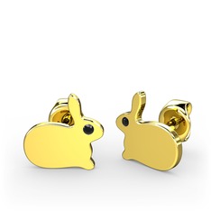 Molly Küçük Tavşan Küpe - Siyah zirkon 925 ayar altın kaplama gümüş küpe #1ag78pq