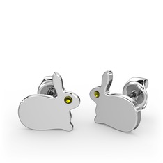 Peridot 18 ayar beyaz altın küpe