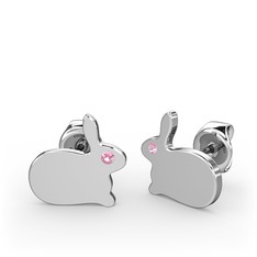 Molly Küçük Tavşan Küpe - Pembe kuvars 925 ayar gümüş küpe #1gmkmy4