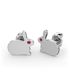 Garnet 18 ayar beyaz altın küpe