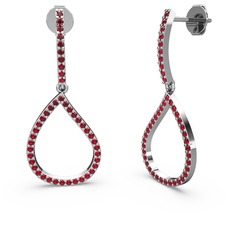 Garnet 18 ayar beyaz altın küpe