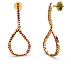 Rodolit garnet 14 ayar altın küpe