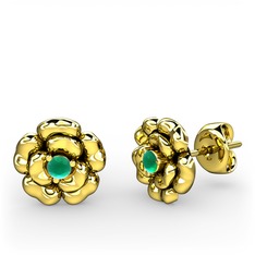 Kök zümrüt 14 ayar altın küpe