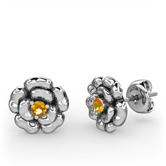 Delphina Çiçek Küpe - Sitrin 925 ayar gümüş küpe #jec17f