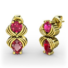 Garnet ve rodolit garnet 8 ayar altın küpe