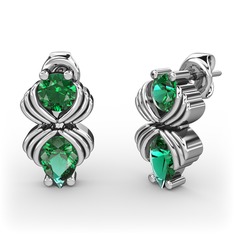 Admina Küpe - Yeşil kuvars 8 ayar beyaz altın küpe #11rof3a