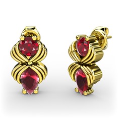 Admina Küpe - Kök yakut ve garnet 8 ayar altın küpe #132ikle