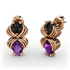 Admina Küpe - Ametist ve siyah zirkon 925 ayar rose altın kaplama gümüş küpe #13mqn9w