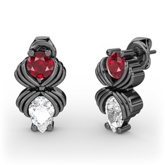 Admina Küpe - Swarovski ve garnet 925 ayar siyah rodyum kaplama gümüş küpe #15brb48