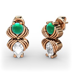 Admina Küpe - Swarovski ve kök zümrüt 8 ayar rose altın küpe #15ca7jp
