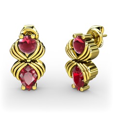 Admina Küpe - Garnet ve kök yakut 925 ayar altın kaplama gümüş küpe #15uczn6