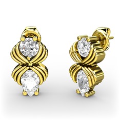 Admina Küpe - Beyaz zirkon ve pırlanta 18 ayar altın küpe (0.48 karat) #16dy5tm
