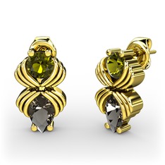 Admina Küpe - Dumanlı kuvars ve peridot 8 ayar altın küpe #16ijvmp