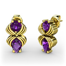 Admina Küpe - Ametist 18 ayar altın küpe #183e00f