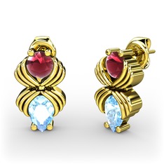 Admina Küpe - Akuamarin ve kök yakut 925 ayar altın kaplama gümüş küpe #188a761