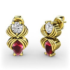 Admina Küpe - Kök yakut ve swarovski 8 ayar altın küpe #18giij5