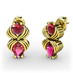 Admina Küpe - Rodolit garnet ve kök yakut 8 ayar altın küpe #19c9nof