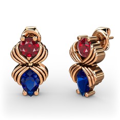 Admina Küpe - Lab safir ve garnet 18 ayar rose altın küpe #1a9p6wd