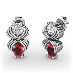 Admina Küpe - Kök yakut ve swarovski 14 ayar beyaz altın küpe #1afhxe0