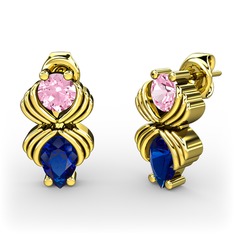 Admina Küpe - Lab safir ve pembe kuvars 925 ayar altın kaplama gümüş küpe #1aj94nf