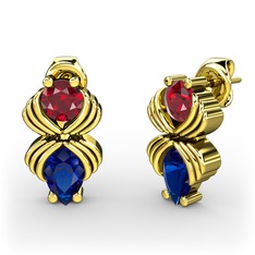 Lab safir ve garnet 18 ayar altın küpe