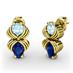 Admina Küpe - Lab safir ve akuamarin 8 ayar altın küpe #1e5m1hu