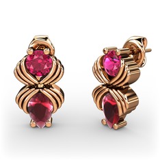 Admina Küpe - Kök yakut ve rodolit garnet 14 ayar rose altın küpe #1g0q6d6