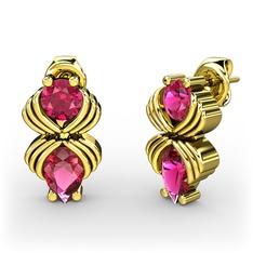 Rodolit garnet 18 ayar altın küpe