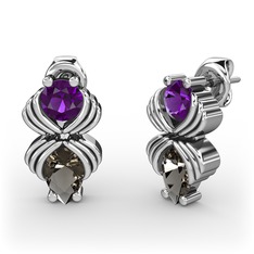 Admina Küpe - Dumanlı kuvars ve ametist 925 ayar gümüş küpe #1jzdgrq