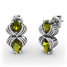 Peridot 8 ayar beyaz altın küpe