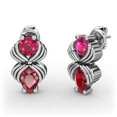 Garnet ve rodolit garnet 18 ayar beyaz altın küpe