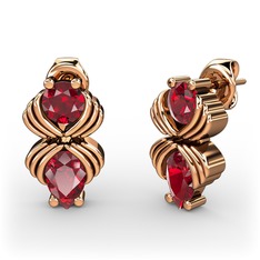 Garnet 925 ayar rose altın kaplama gümüş küpe