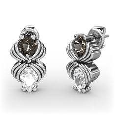 Admina Küpe - Swarovski ve dumanlı kuvars 925 ayar gümüş küpe #1m3u34b