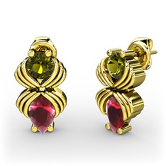 Admina Küpe - Kök yakut ve peridot 18 ayar altın küpe #1ncdxro