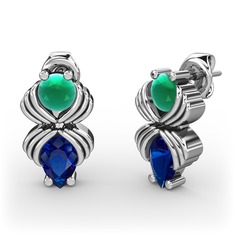 Admina Küpe - Lab safir ve kök zümrüt 925 ayar gümüş küpe #1nuzcri