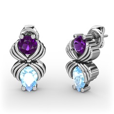 Admina Küpe - Akuamarin ve ametist 925 ayar gümüş küpe #1oufdvx