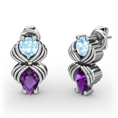 Admina Küpe - Ametist ve akuamarin 925 ayar gümüş küpe #1peo2x6