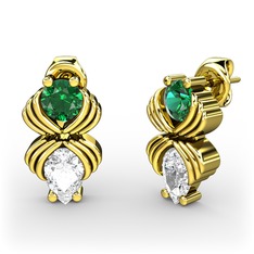 Swarovski ve yeşil kuvars 925 ayar altın kaplama gümüş küpe