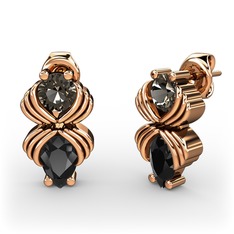 Admina Küpe - Siyah zirkon ve dumanlı kuvars 14 ayar rose altın küpe #1qt2nrj