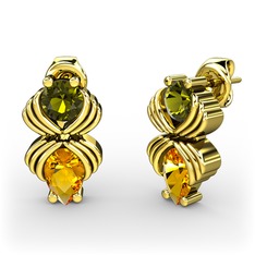 Admina Küpe - Sitrin ve peridot 8 ayar altın küpe #1sc7jqk