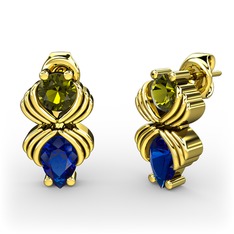 Admina Küpe - Lab safir ve peridot 8 ayar altın küpe #1sf4giw